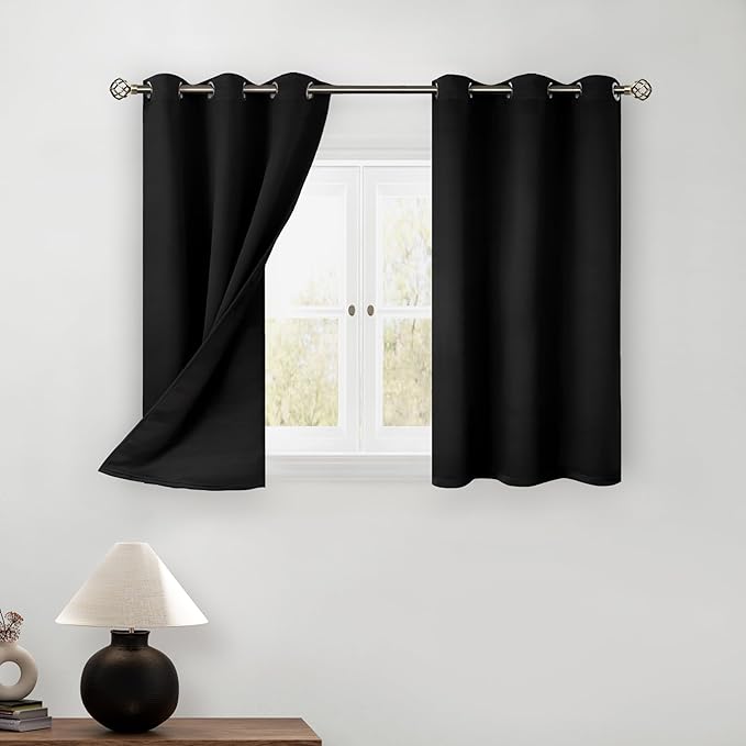BGment Short Black Blackout Curtains 40 Inch Length 2 Panels, Thermal Insulated by BGment