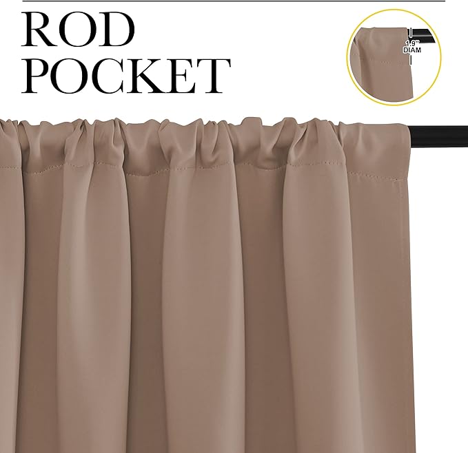 NICETOWN 2 Panels Blackout Curtains, Rod Pocket Thermal Insulated Drapes - Image 2