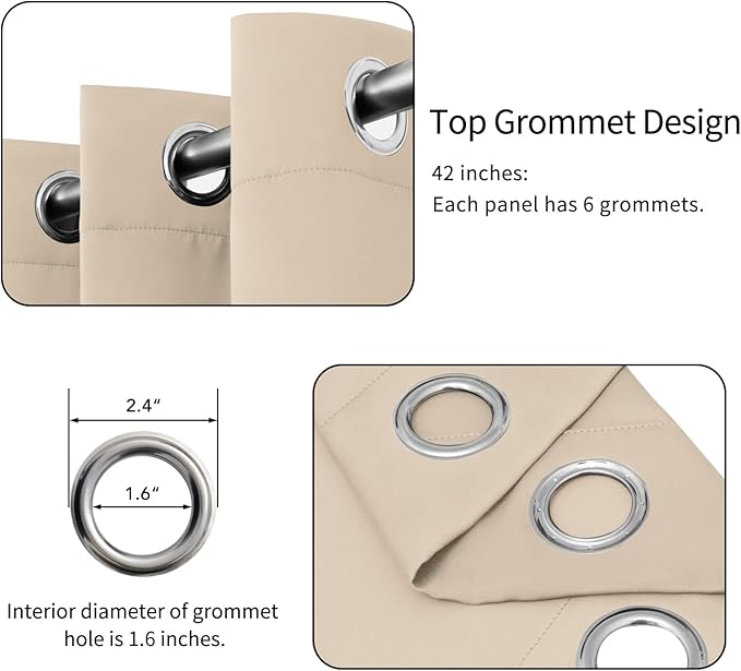Easy-Going Blackout Curtains for Bedroom, Solid Thermal Insulated Grommet and - Image 4