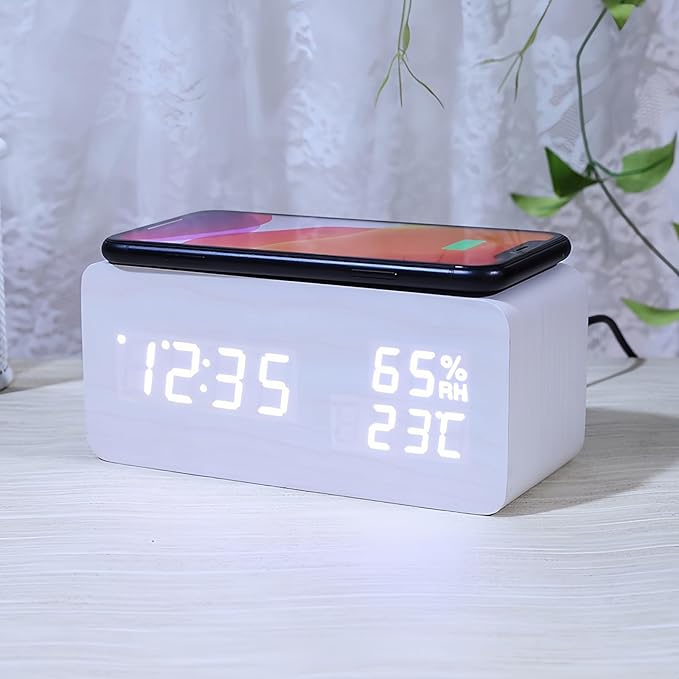Lancoon Wooden LED Alarm Clock - Image 5
