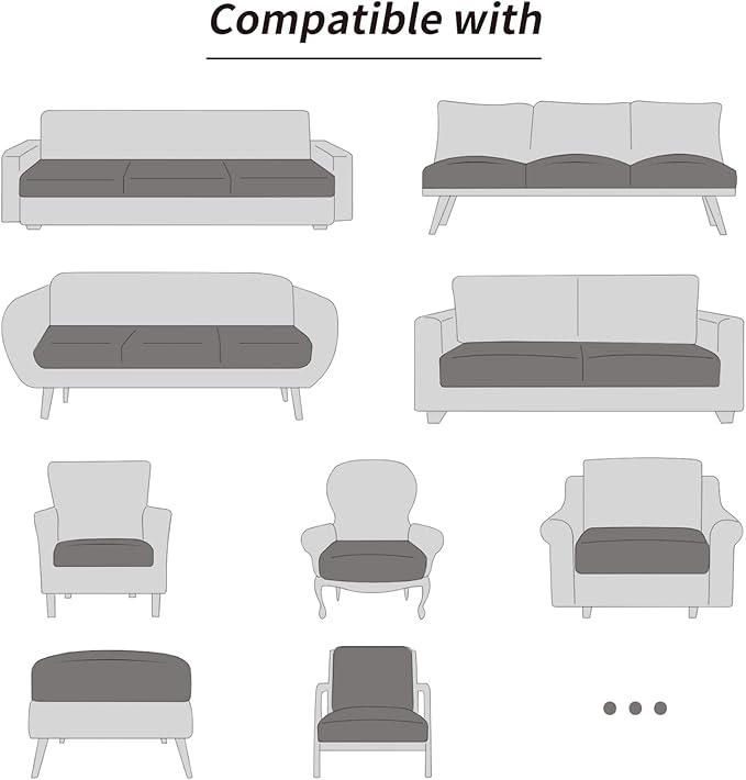 Fuloon Seat Cushion Covers, Stretch Couch Slipcovers Sofa Cushion Protective - Image 6