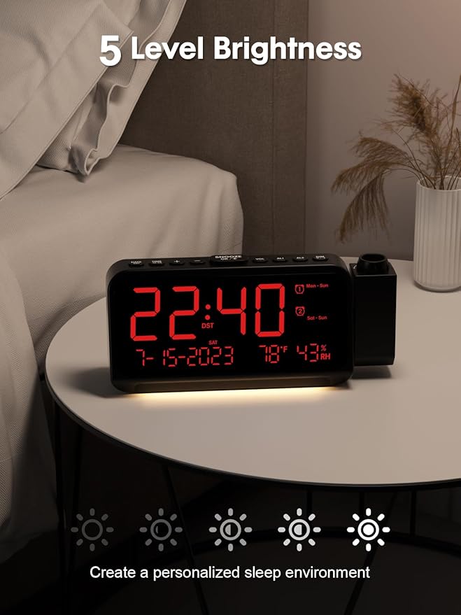 ROCAM Projection Clock for Bedroom, Digital Clock - Image 6