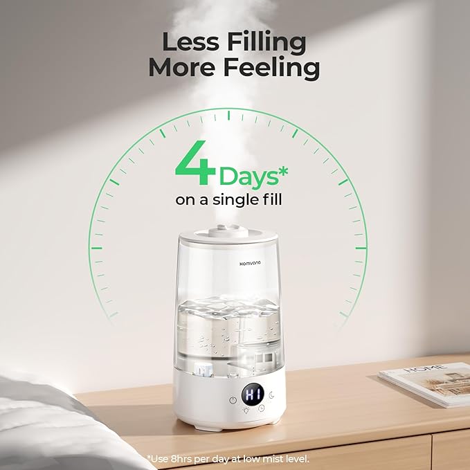 Homvana Humidifiers for Bedroom Home, 3.6 L Cool Mist Top-Fill 34H Super Long - Image 5