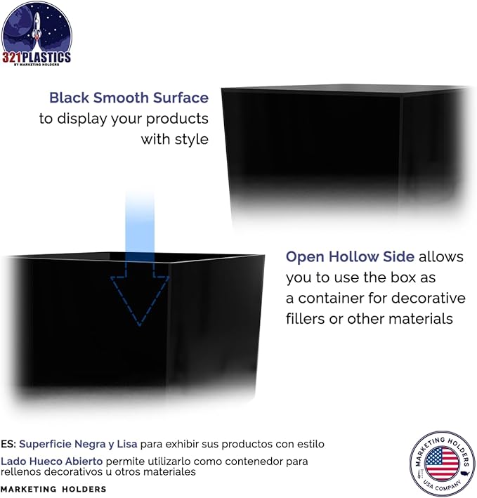 6 Pack Black Acrylic Display Box Counter Retail Merchandise Storage Bins No Lid - Image 6