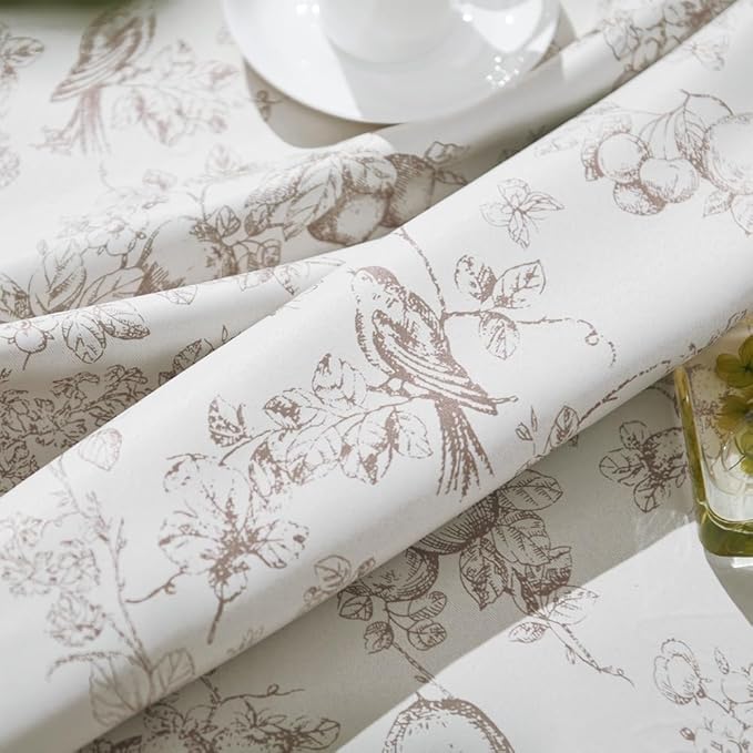 jinchan 95% Blackout Floral Curtains 90 Inch Length, Printed Flower Taupe - Image 4
