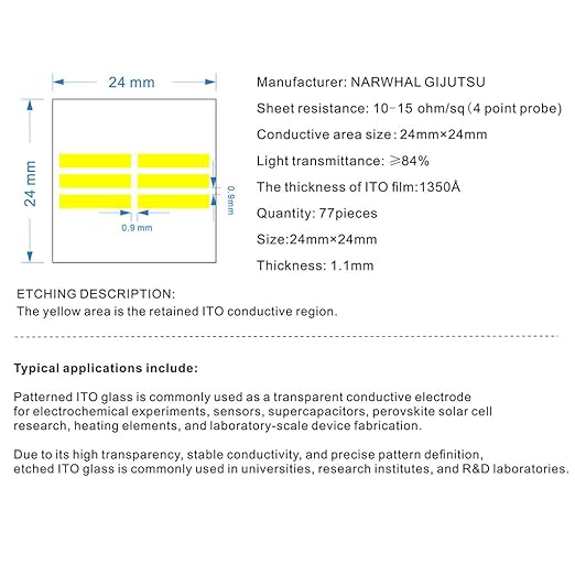 Etched ITO Coated Conductive Glass Substrate Slides Electrode Superconducting - Image 3