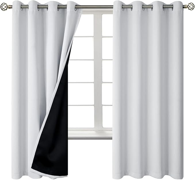BGment Greyish White 100% Blackout Curtains - Image 9