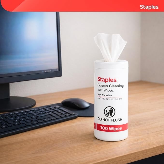 Staples Screen Cleaning Wipes – 100‑Count Tub - Image 5