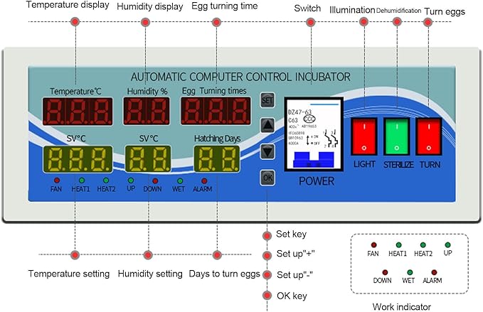 XM-18G Egg Incubator Controller Intelligent Six-Screen Six-Display Temperature - Image 2