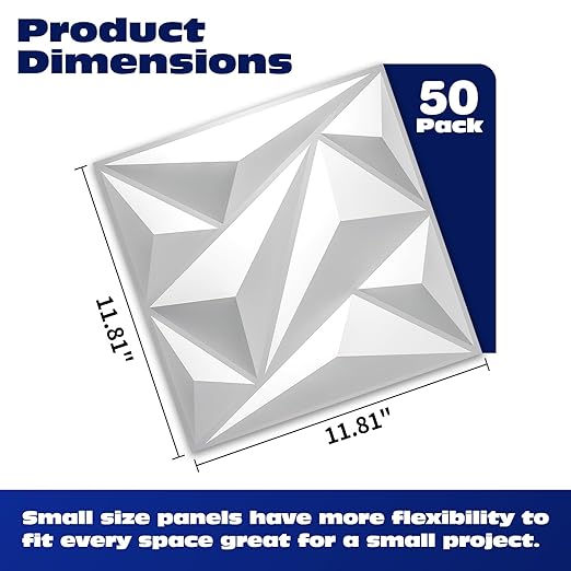 Art3dwallpanels 50 Pack 3D Wall Panel Diamond - Image 2