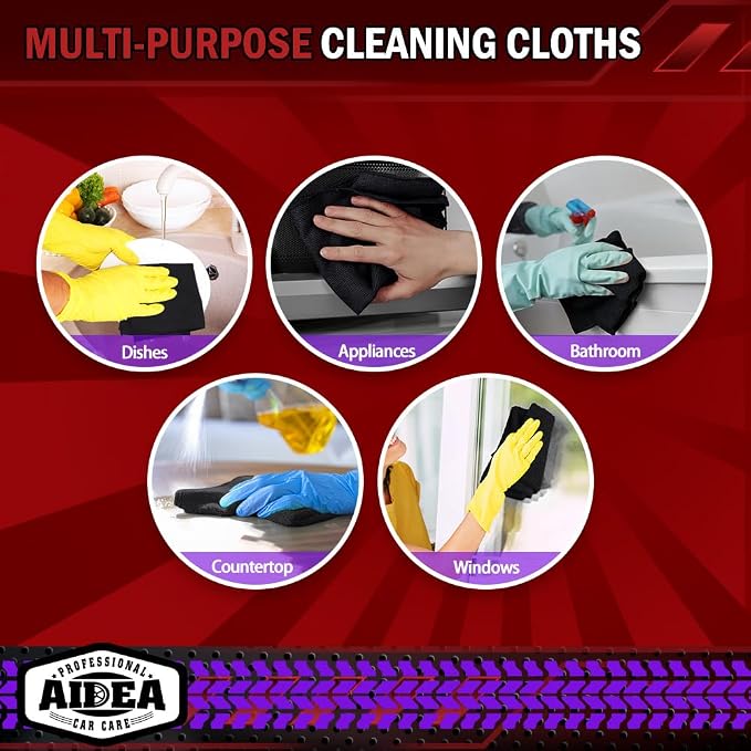 AIDEA Microfiber Cleaning Cloth Black 50PK, Microfiber Towels - Image 9