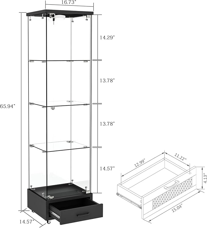Yoluckea 4 Tiers Glass Display Cabinet - Image 2