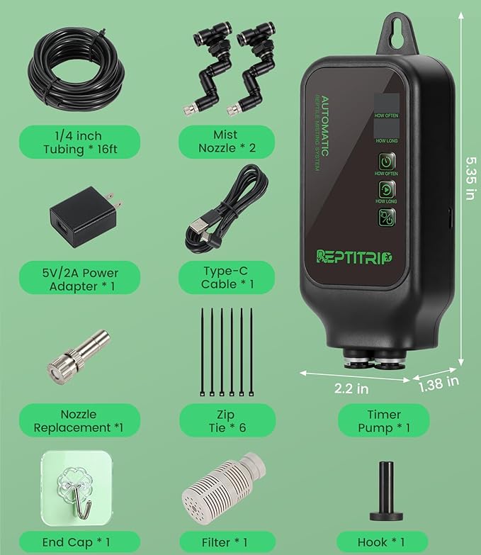 Reptile Mister System with Timer, Reptile Humidifiers Automatic, 360°Adjustable - Image 7
