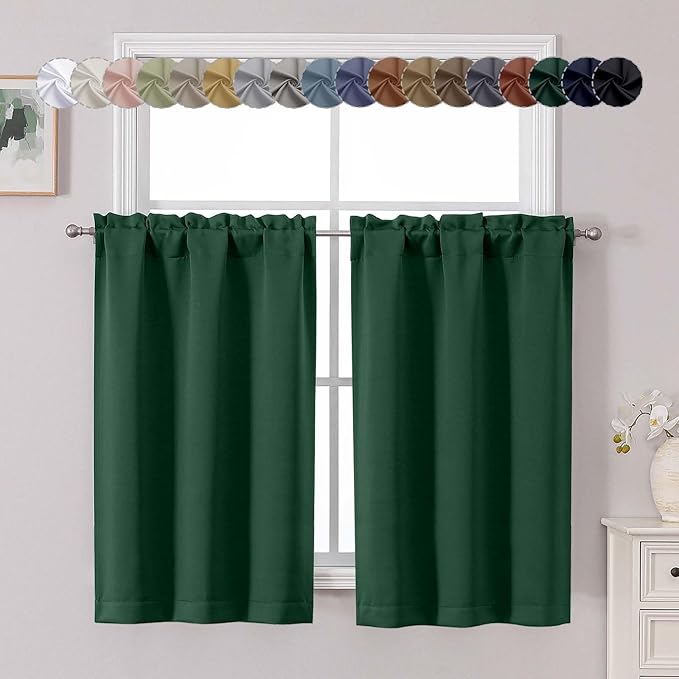 Chyhomenyc Ever Green Short Blackout Curtains 45 Inch Length, Small Kitchen by Chyhomenyc