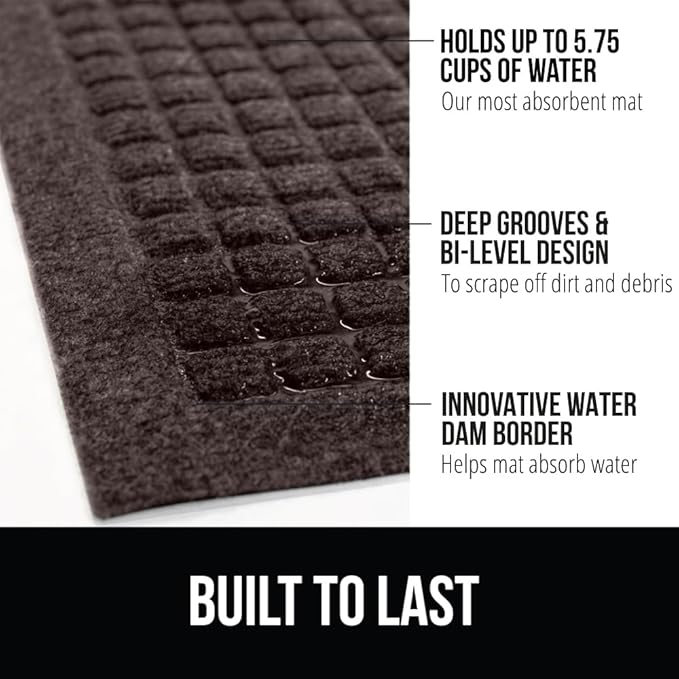 GORILLA GRIP Front Door Mat, Indoor Outdoor Ultra Absorbent HydroAbsorb Doormat - Image 3