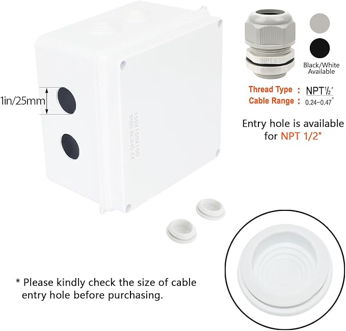 LeMotech Junction Box, ABS Plastic IP65 Waterproof and Dustproof, Universal - Image 5