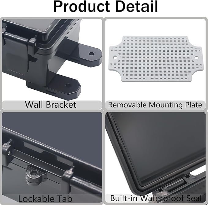 Junction Box, Hinged Black Cover IP67 Waterproof ABS Project Box - Image 4