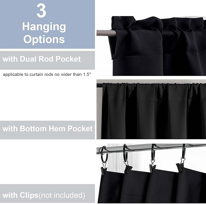 Chyhomenyc Short Black Out Curtains 24 Inch Length, Small Blackout Curtain Rod - Image 5
