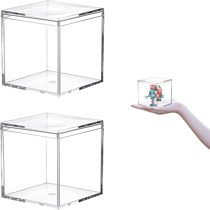 Acrylic Box Clear Boxes for Display 3.4x3.4x3.4Inch Acrylic Boxes by LOVPLAY