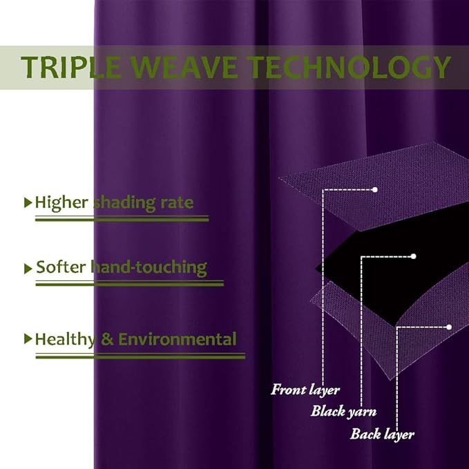NICETOWN Blackout Room Darkening Window Curtain Triple Weave Home Decoration - Image 3
