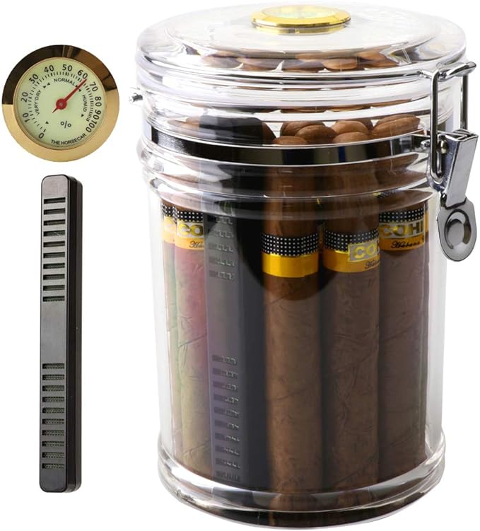 XIFEI Acrylic Humidor Jar with Humidifier and Hygrometer, humidor That can Hold by XIFEI