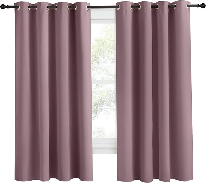 NICETOWN Kitchen Blackout Window Curtain Panel, Dry Rose, 1 Panel, 55 by 68 - Image 2