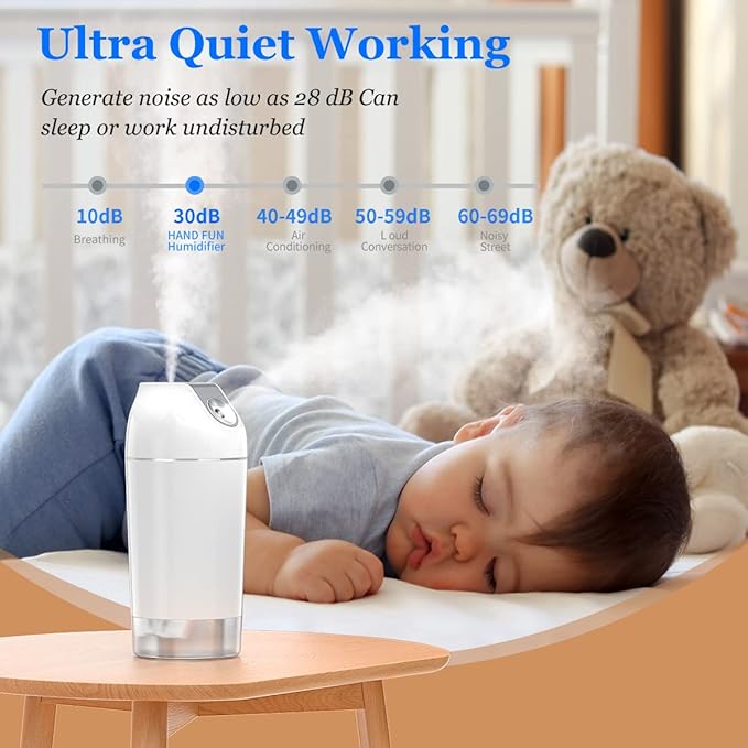 Mini Humidifier-Battery Operated 480ml Cordless Portable Small Humidifier USB - Image 3