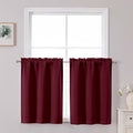 Chyhomenyc Short Burgundy Curtains 30 Inch Length, Small Kitchen Curtain Rod by Chyhomenyc