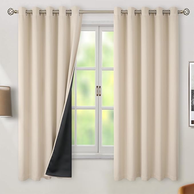 BGment Thermal Insulated 100% Blackout Curtains 63 Inch Length 2 Panels by BGment