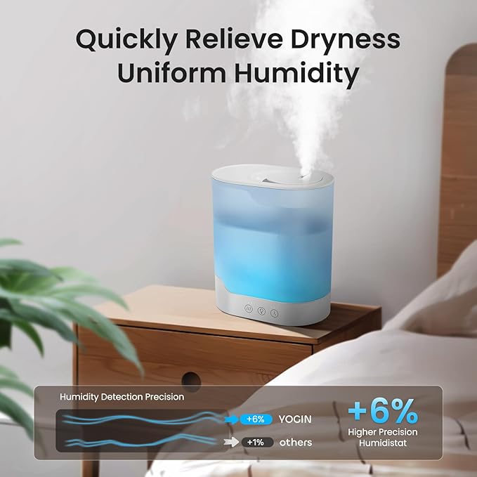 YOGIN Air Humidifier for Bedroom, 3L Top-Fill Cool Mist Humidifier & Essential - Image 7