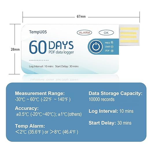 Tzone 50 Packs Single Use Temp Recorder Data Logger Temperature Logger USB - Image 4
