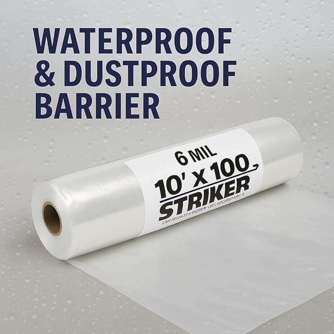 STRIKER Plastics Clear 6 Mil Plastic Sheeting 10' x 100' – Heavy Duty Poly - Image 8