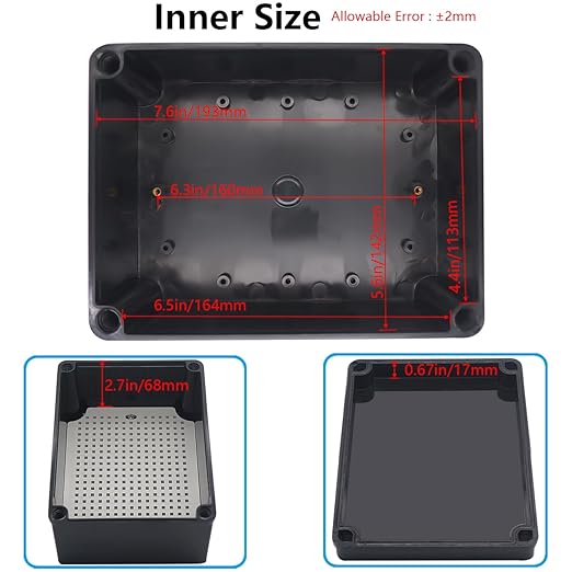 Junction Box, IP67 Waterproof ABS Black Project Box - Image 4