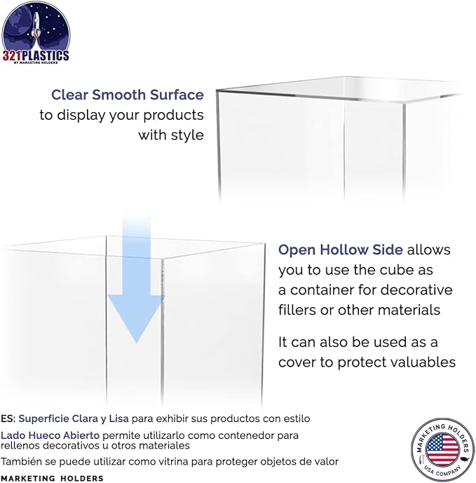 16" x 16" x 18" Clear Acrylic Display Box No Lid Versatile Square Plexiglass - Image 5