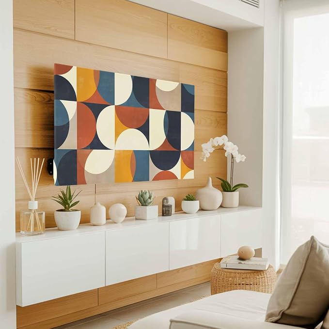 Mid Century Color Block Circle Abstract Geometric Indoor TV Cover, Elastic TV - Image 2