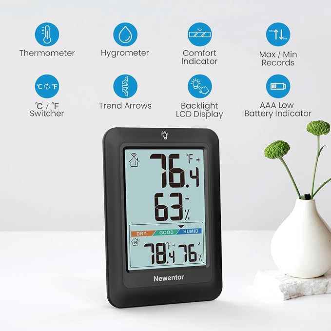 Newentor Indoor Outdoor Thermometer Wireless, Weather Stations Wireless Indoor - Image 8