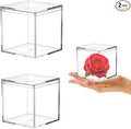 Acrylic Box Clear Box with Lid for Display, Plastic Square Cube 2 Pack Storage by KissYou