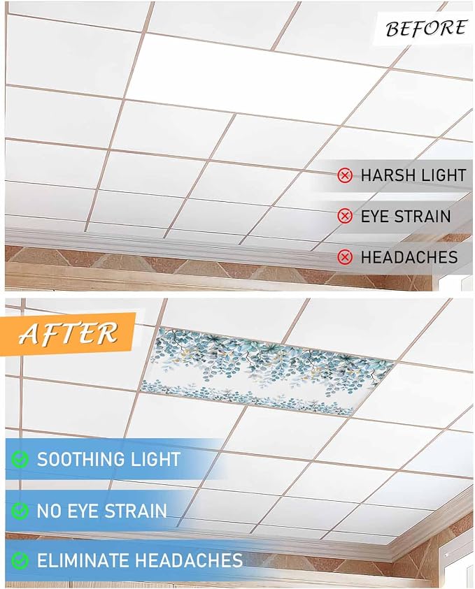 3 Pack Fluorescent Light Cover for Classroom Ceiling Light, Teal Blue - Image 6