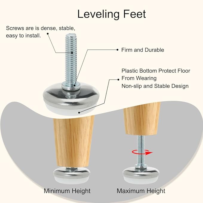 uxcell M6 x 25 x 30mm Screw on Furniture Glide Leveling Feet Adjustable Leveler - Image 4