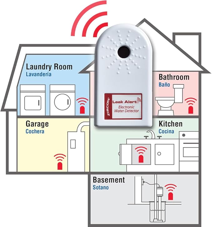 Zircon Leak Alert 3-Pack Water Detector Alarm – 90 dB Battery-Powered Leak & - Image 5