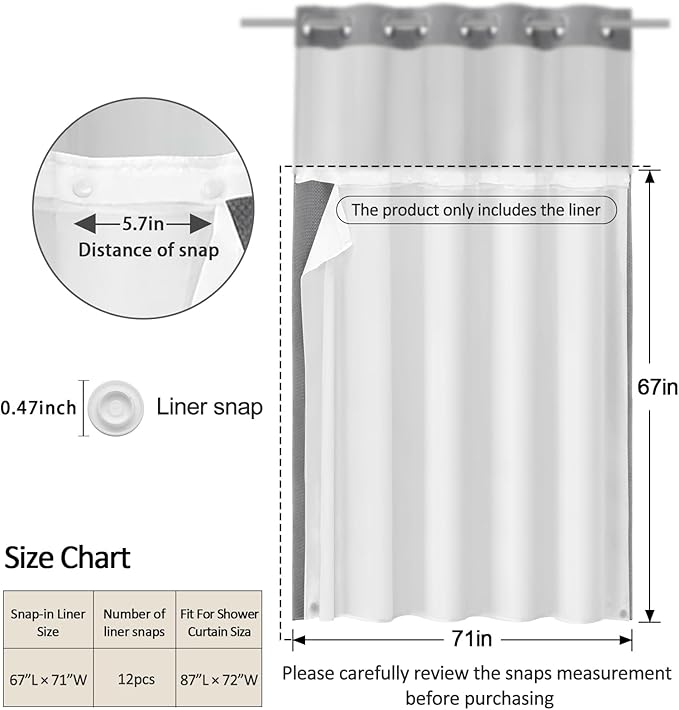 Snap-in Fabric Replacement Liner 71" W x 67" L, - Image 2