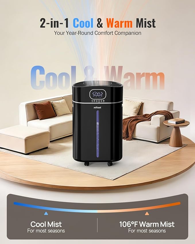 4.2Gal/16L Cool and Warm Mist Humidifier Large Room, Auto Restart Humidifiers - Image 2