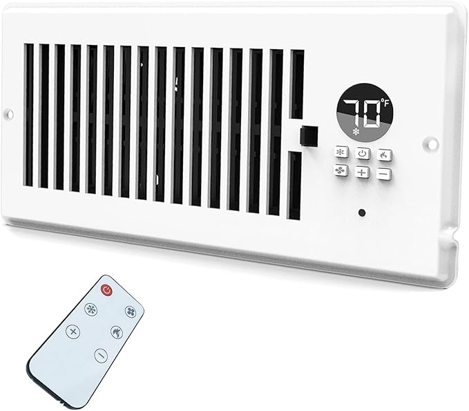 4"x10" Vent Register Booster Fan, Strong Steel Panel, Ultra-Quiet, Built-In by DDPow