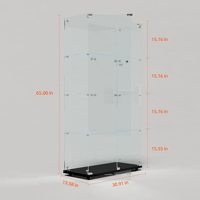 Yoluckea 4 Tiers Glass Display Cabinet - Image 2