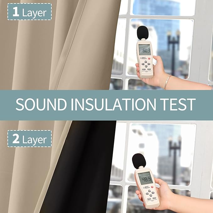 BGment Sand Blackout Curtains 95 Inches Long 2 Panels Set - Image 7