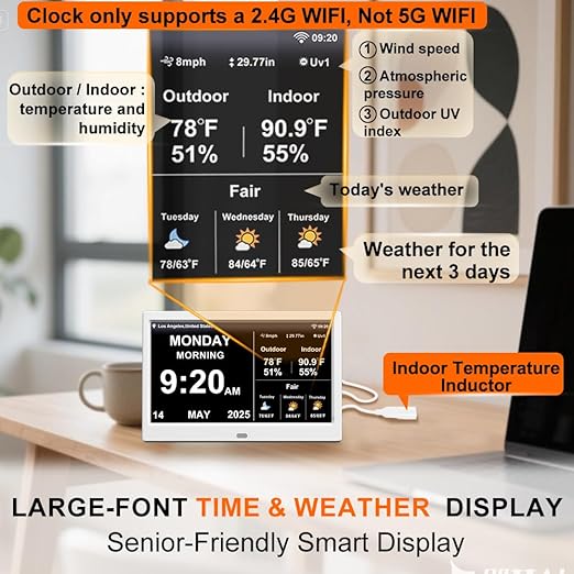 2025 New Digital Clock with Temperature/Humidity & Weather Forecast, Auto Time - Image 2