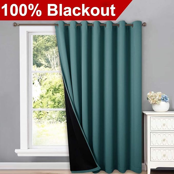 NICETOWN 100% Blackout Patio Sliding Door Curtain, Wide Lined Drape, Keep Warm - Image 2