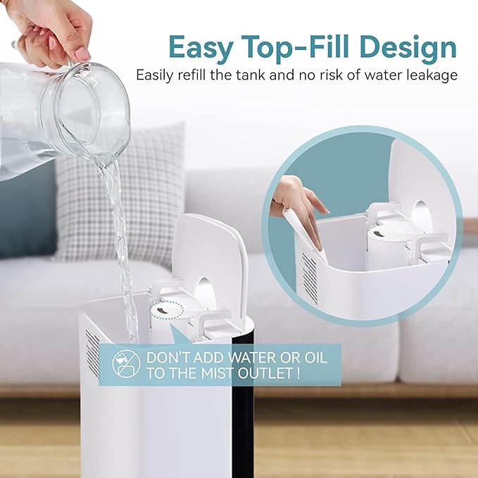 Humidifiers for Home, 8L Water Tank, Essential Oil Diffuser, Top Fill Humidifier - Image 3