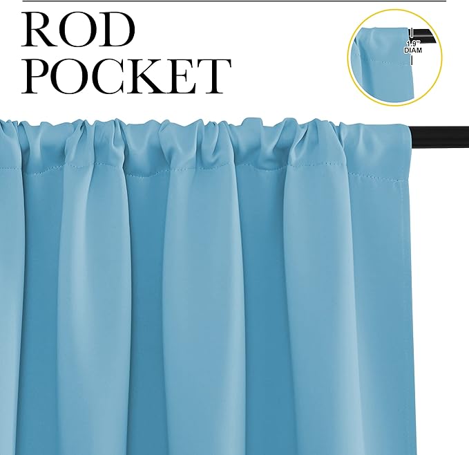 NICETOWN Window Curtains Blackout Drapes, Teal Blue, 1 Pair, 52 by 84-Inch - Image 2
