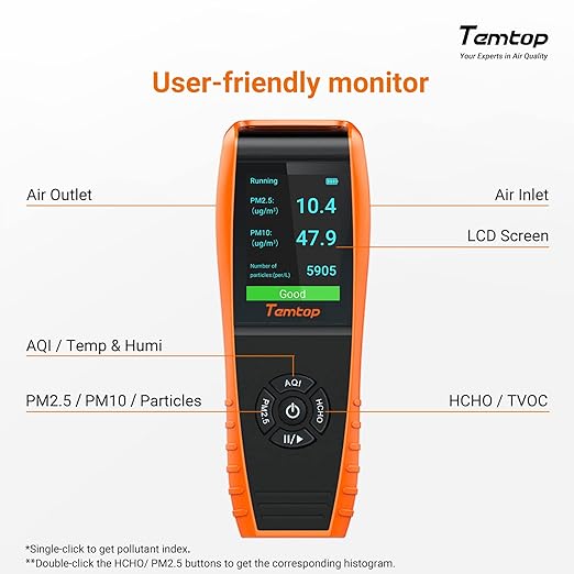 Temtop Air Quality Monitor PM2.5 PM10 Particle Counter, Formaldehyde, - Image 7